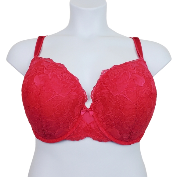 Torrid Pink 360 Back Smoothing Floral Lace T-Shirt Push-Up Bra Size 40DDD - Picture 1 of 5